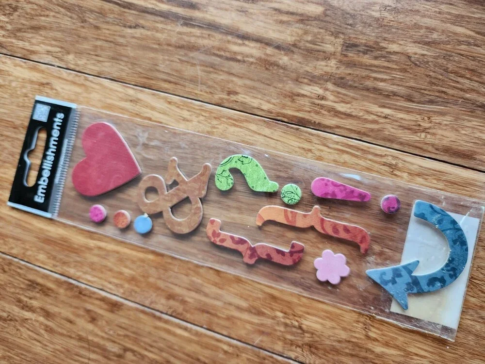 Scrapbook MAMBI Kit Embellishments Stickers Hearts Shapes New Retired #17
